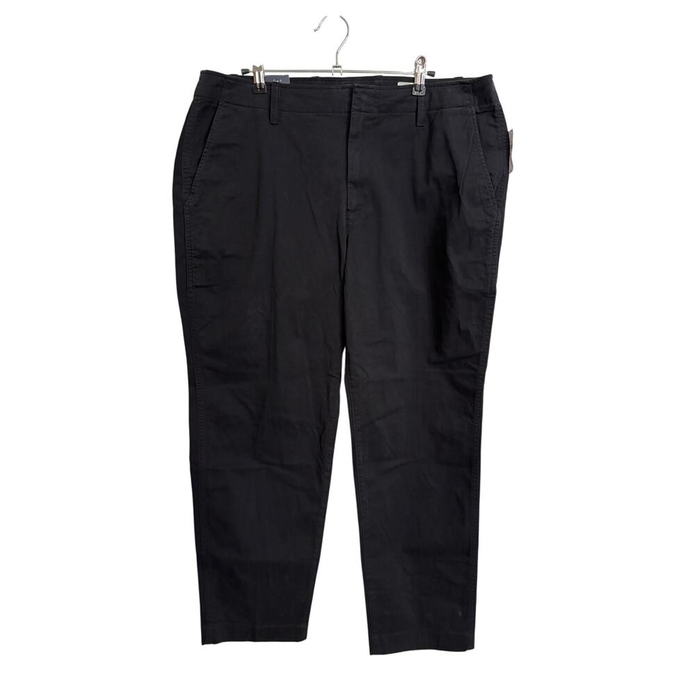Gap Pants Womens 16 Black Downtown Khaki Mid Rise Ankle Garment Dyed Stretch